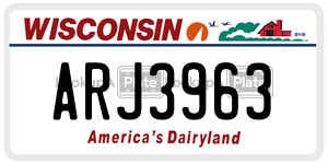 ARJ3963  license plate in WI