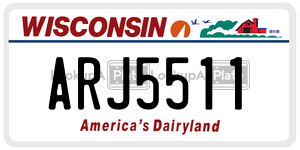 ARJ5511  license plate in WI
