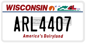 ARL4407 license plate in Wisconsin