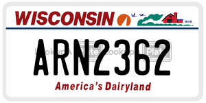 ARN2362 license plate in Wisconsin