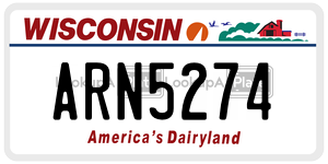 ARN5274  license plate in WI