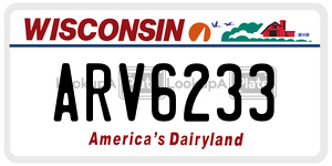 ARV6233  license plate in WI