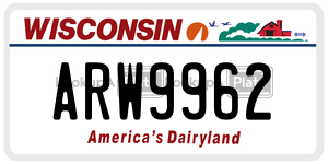 ARW9962  license plate in WI