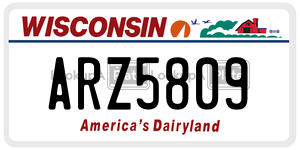 ARZ5809  license plate in WI