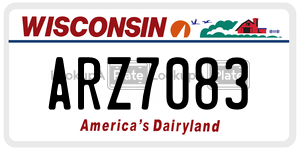 ARZ7083  license plate in WI