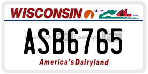 ASB6765 license plate in Wisconsin