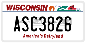 ASC3826  license plate in WI