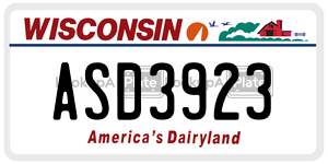 ASD3923  license plate in WI