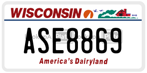 ASE8869  license plate in WI