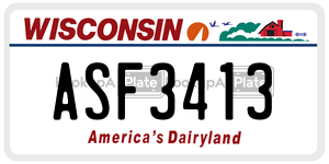 ASF3413  license plate in WI