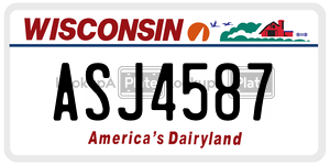 ASJ4587 license plate in Wisconsin