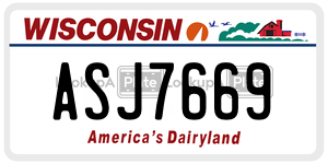 ASJ7669 license plate in Wisconsin