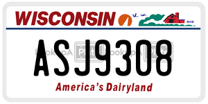 ASJ9308  license plate in WI