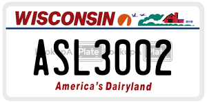 ASL3002 license plate in Wisconsin