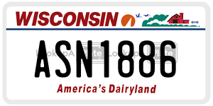 ASN1886 license plate in Wisconsin