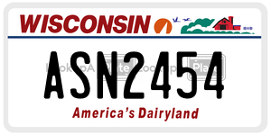 ASN2454 license plate in Wisconsin