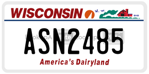 ASN2485 license plate in Wisconsin