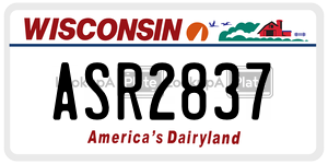 ASR2837 license plate in Wisconsin