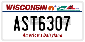 AST6307  license plate in WI