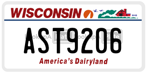 AST9206  license plate in WI