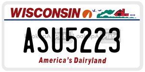 ASU5223 license plate in Wisconsin