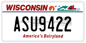 ASU9422  license plate in WI