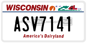 ASV7141 license plate in Wisconsin