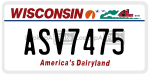 ASV7475 license plate in Wisconsin