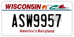 ASW9957 license plate in Wisconsin