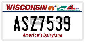 ASZ7539  license plate in WI