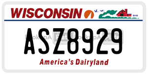ASZ8929  license plate in WI