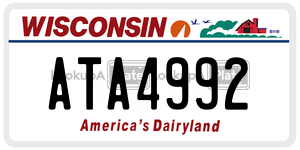 ATA4992 license plate in Wisconsin
