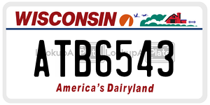 ATB6543 license plate in Wisconsin