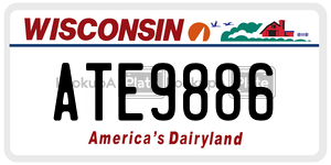 ATE9886  license plate in WI