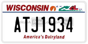 ATJ1934  license plate in WI