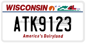 ATK9123  license plate in WI