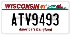 ATV9493  license plate in WI