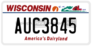 AUC3845 license plate in Wisconsin