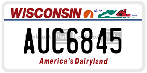 AUC6845  license plate in WI