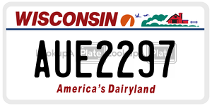 AUE2297  license plate in WI