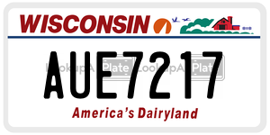 AUE7217 license plate in Wisconsin