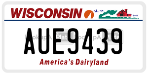 AUE9439  license plate in WI