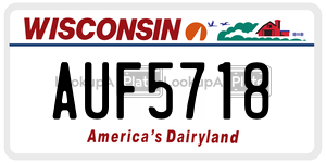 AUF5718 license plate in Wisconsin