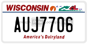 AUJ7706 license plate in Wisconsin