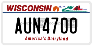 AUN4700 license plate in Wisconsin