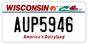 AUP5946  license plate in WI