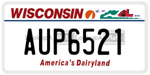 AUP6521  license plate in WI