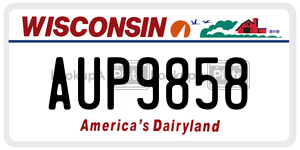 AUP9858  license plate in WI