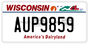 AUP9859  license plate in WI