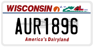 AUR1896  license plate in WI